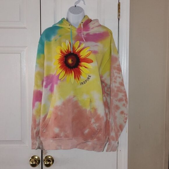 Tie dye Sunflower  Inspire Hoodie Sweatshirt   Sz L - Picture 1 of 4